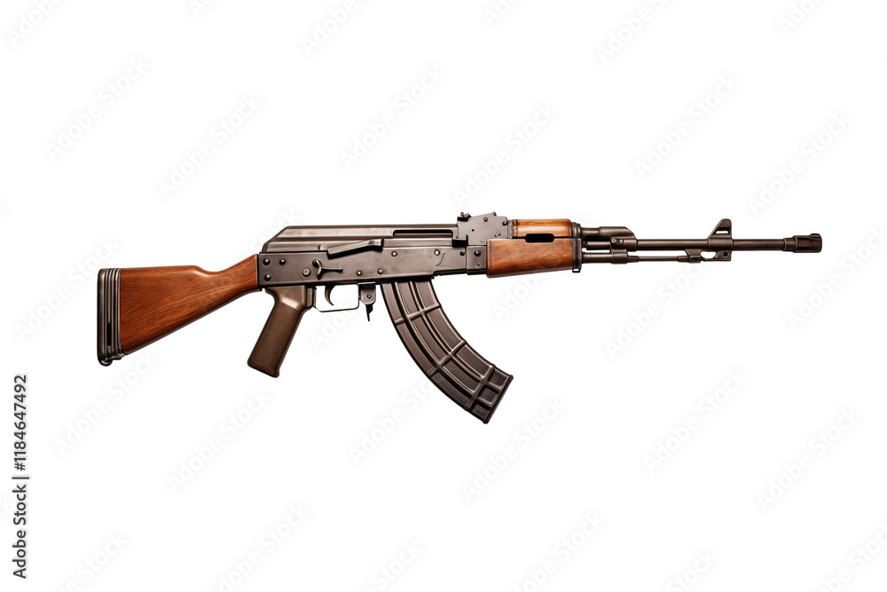 AK-47 Assault Rifle on Transparent Background – Iconic Firearm Design for Military, Tactical, and Security Applications. Perfect for Combat Scenes, Gaming Projects, Educational Materials and Realistic AK-47 Assault Rifle on Transparent Background – Iconic Firearm Design for Military, Tactical, and Security Applications. Perfect for Combat Scenes, Gaming Projects, Educational Materials and Realistic