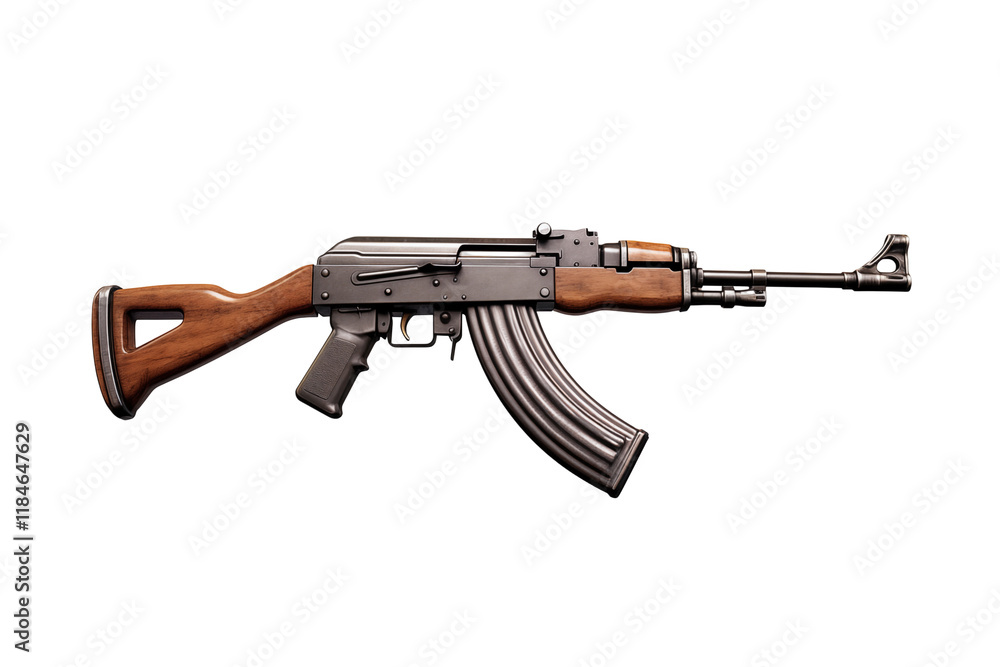 AK-47 Assault Rifle on Transparent Background – Iconic Firearm Design for Military, Tactical, and Security Applications. Perfect for Combat Scenes, Gaming Projects, Educational Materials and Realistic AK-47 Assault Rifle on Transparent Background – Iconic Firearm Design for Military, Tactical, and Security Applications. Perfect for Combat Scenes, Gaming Projects, Educational Materials and Realistic