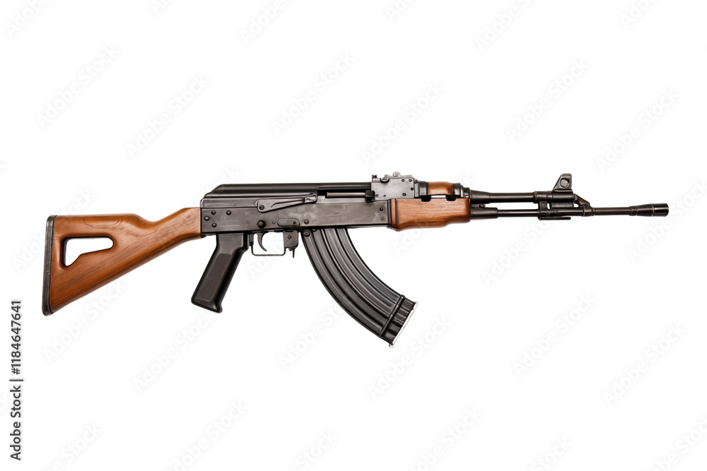 AK-47 Assault Rifle on Transparent Background – Iconic Firearm Design for Military, Tactical, and Security Applications. Perfect for Combat Scenes, Gaming Projects, Educational Materials and Realistic AK-47 Assault Rifle on Transparent Background – Iconic Firearm Design for Military, Tactical, and Security Applications. Perfect for Combat Scenes, Gaming Projects, Educational Materials and Realistic