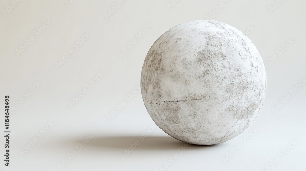 A textured off-white sphere rests on a light background, casting a subtle shadow. A textured off-white sphere rests on a light background, casting a subtle shadow.