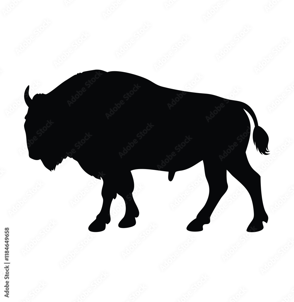 A bison bull vector silhouette A bison bull vector silhouette