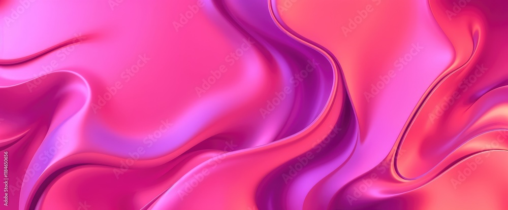 Fototapeta premium Abstract pink and purple flowing fabric smooth elegant curves and gradients luxurious feel