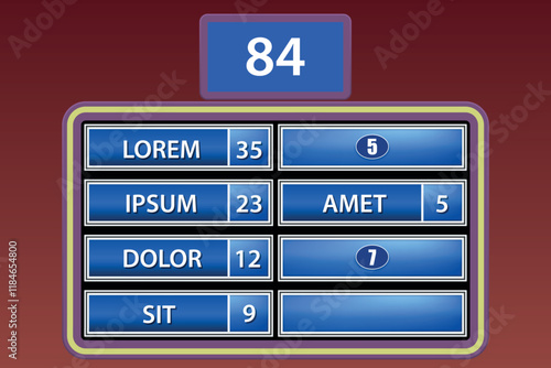 Family Game Show Scoreboard with blue panels