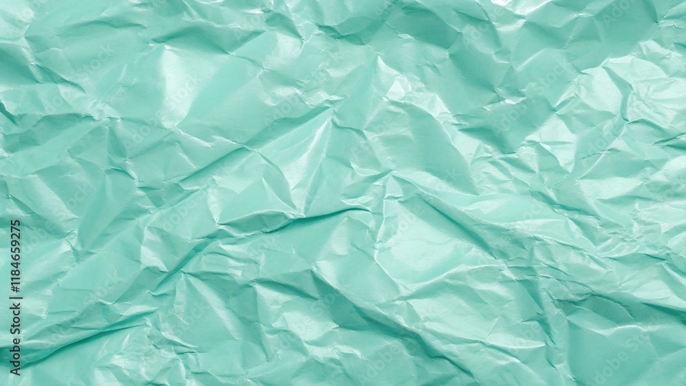 Fototapeta premium Crinkled Turquoise Paper Texture