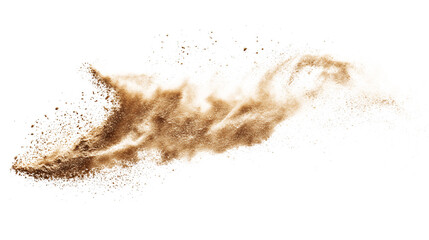 Flying sand with a transparent background, png.