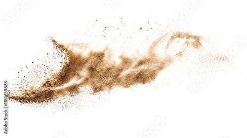 Flying sand with a transparent background, png.