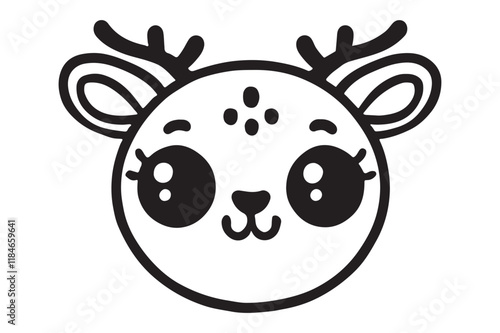 Cute cartoon reindeer face line art