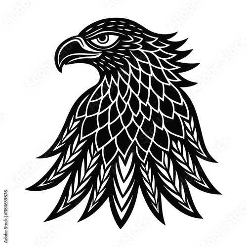 A majestic eagle illustrated in intricate Zentangle style, featuring detailed patterns of swirls, lines, and geometric shapes, blending elegance and power in a mesmerizing design.