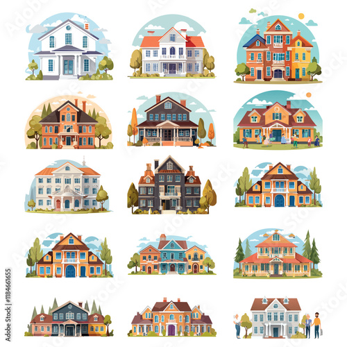 Illustrations of multi-generational households showcasing families of various ages living together, sharing spaces, and celebrating traditions in harmonious settings.