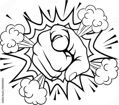Pop Art Pointing Cartoon Hand