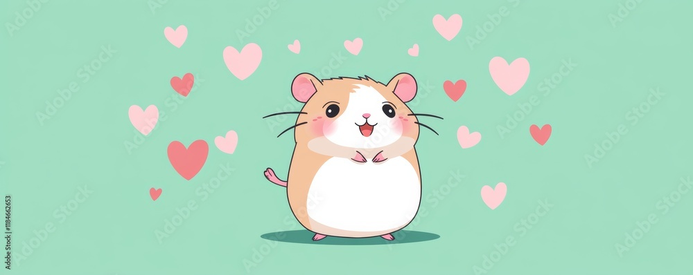 Obraz premium Cute Hamster Surrounded by Hearts Expressing Love and Affection