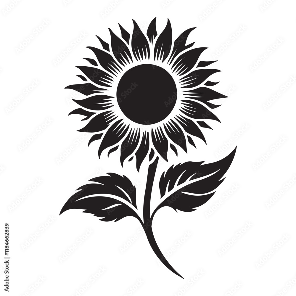 Fototapeta premium Bold Sunflower Silhouette Vector Graphic
