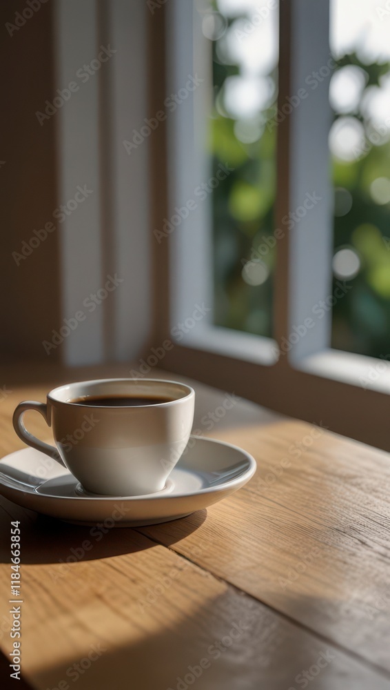 A minimalist scene sleek ceramic coffee. A minimalist scene sleek ceramic coffee.