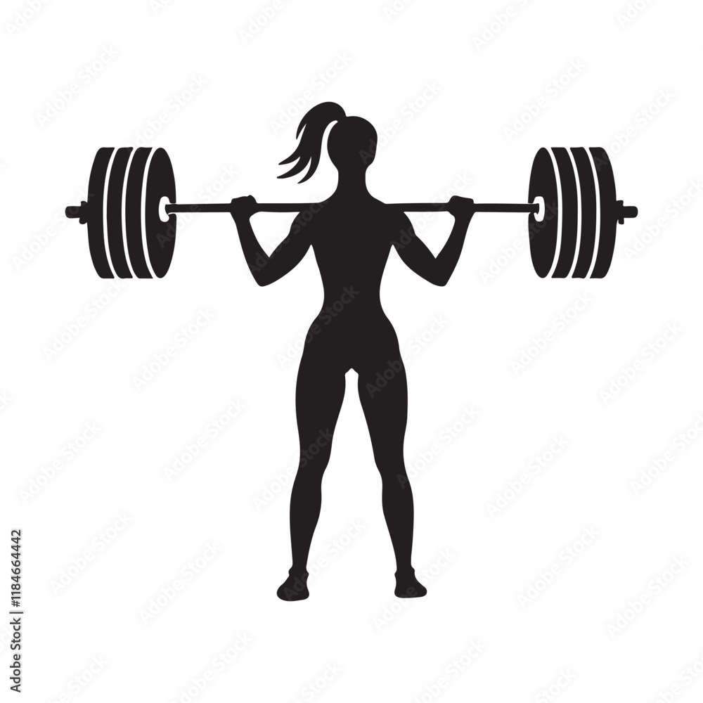 Obraz premium Silhouette of Woman Performing Barbell Squat