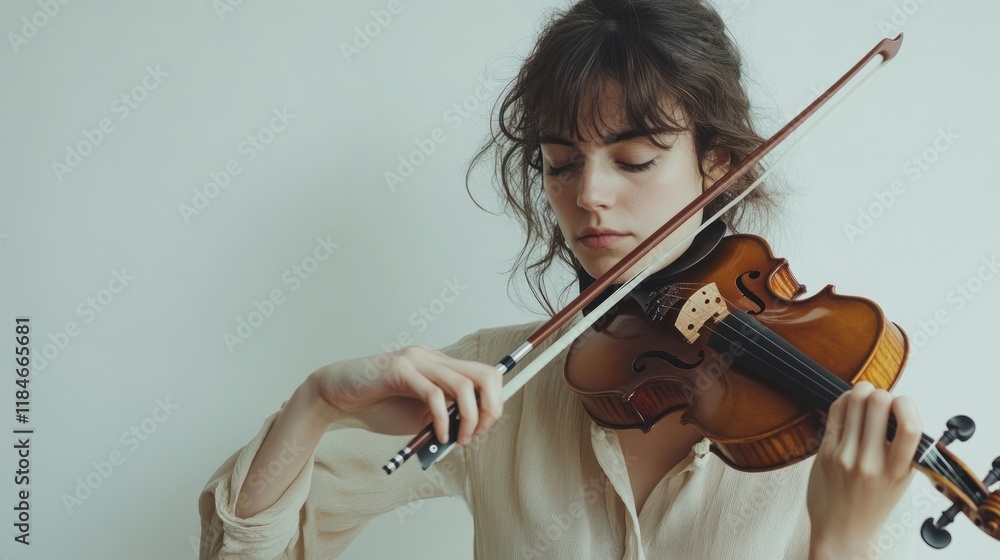 Woman playing violin, studio, calm, peaceful, music Woman playing violin, studio, calm, peaceful, music