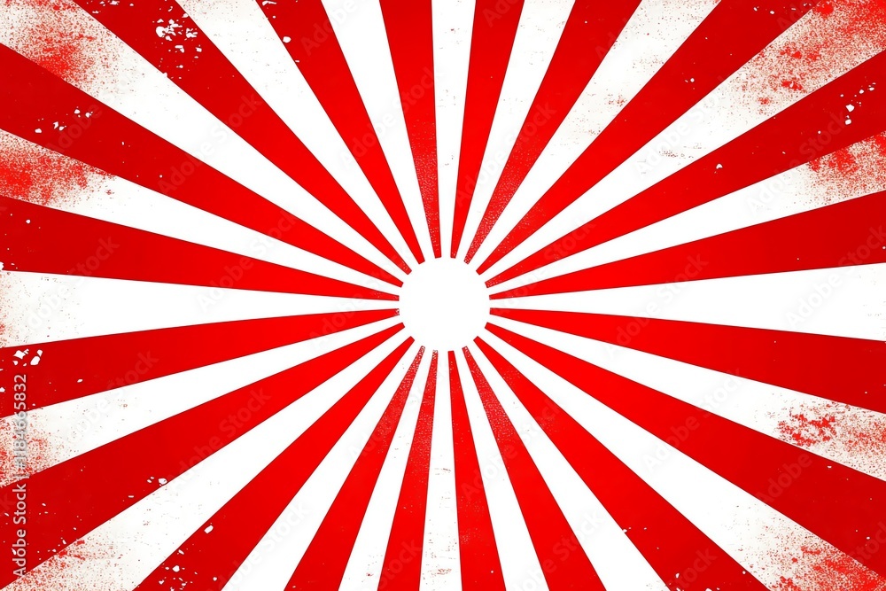 Fototapeta premium Red and White Sunburst Abstract Background Illustration