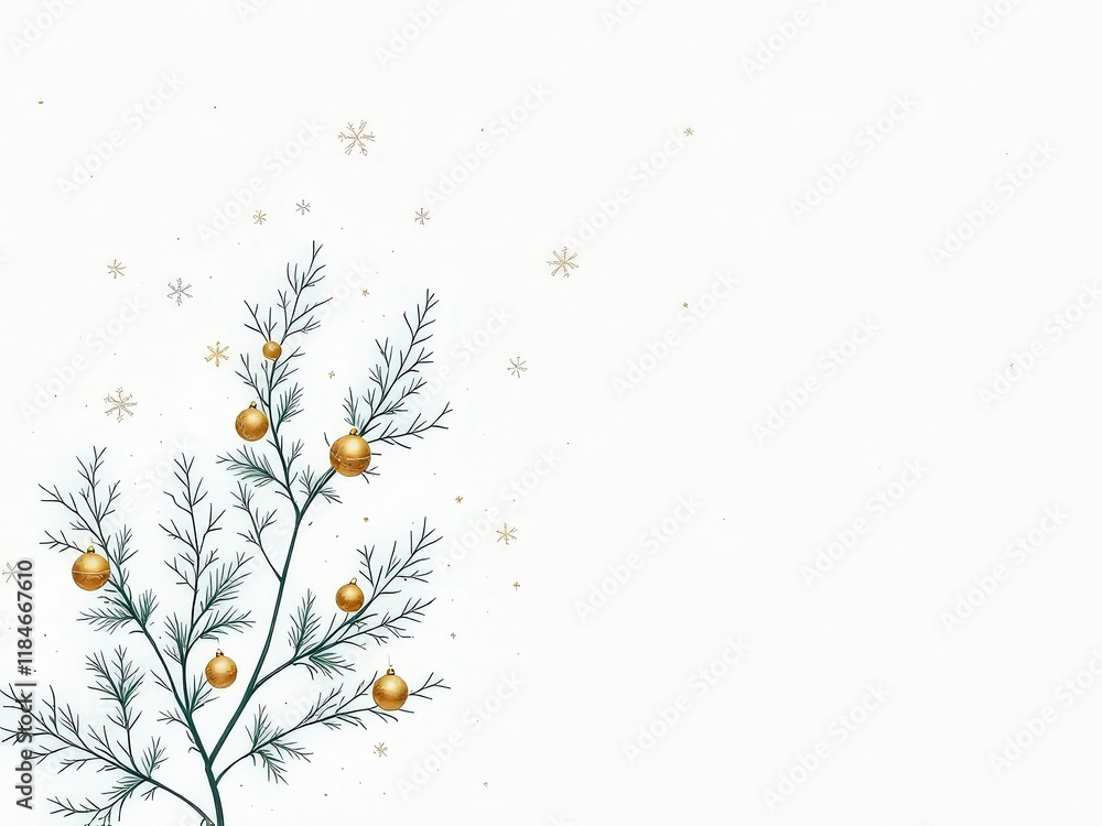 Elegant Christmas ornaments and fir branches on a bokeh background. Perfect for holiday cards, invitations, and festive designs Elegant Christmas ornaments and fir branches on a bokeh background. Perfect for holiday cards, invitations, and festive designs