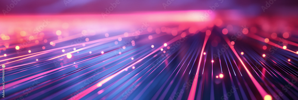 Obraz premium Futuristic Neon Fiber Optics Glowing Lines Technology Background