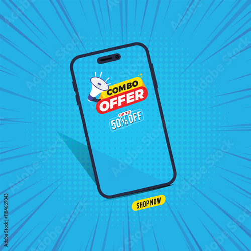 Combo Offer Social Media post with podium, Combo offer banner,
Special Offer and Promotional Post social media, blue color template, Empty podium with combo offer.