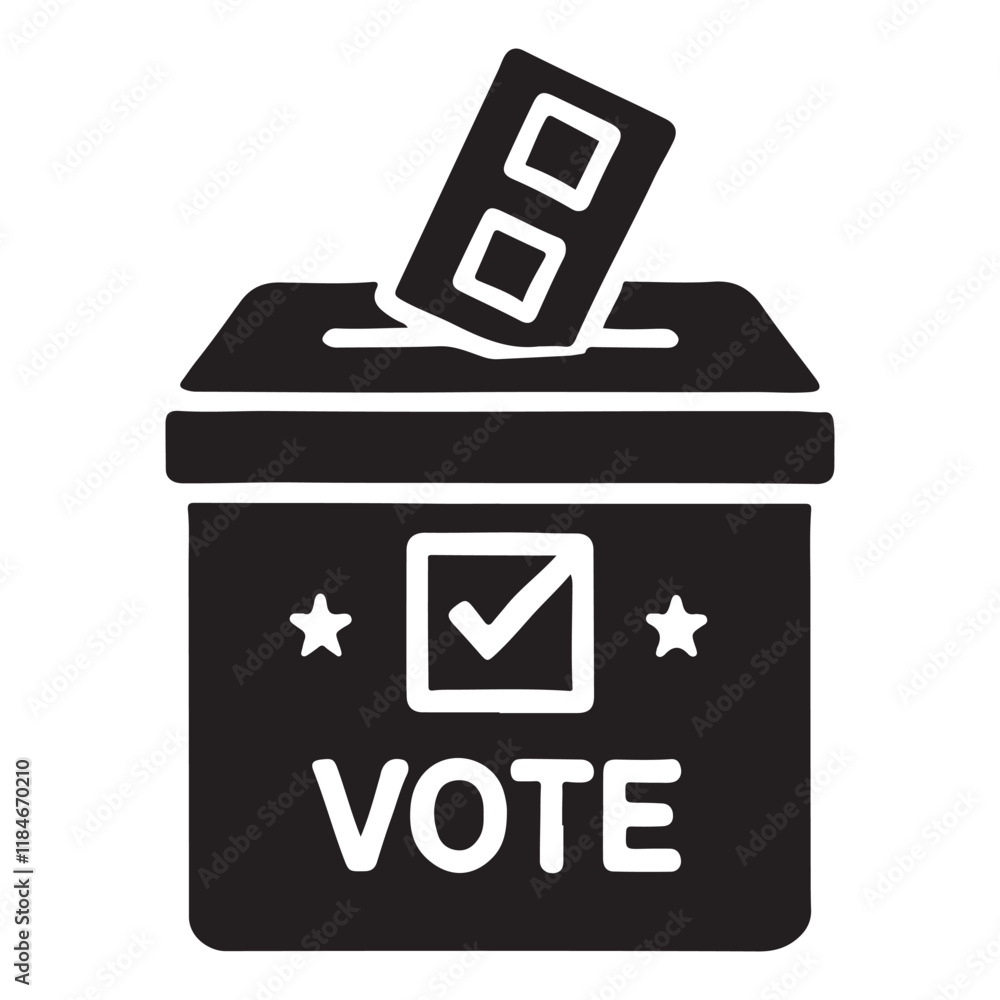 Vote Ballot Box Silhouette Icon for Election Vote Ballot Box Silhouette Icon for Election