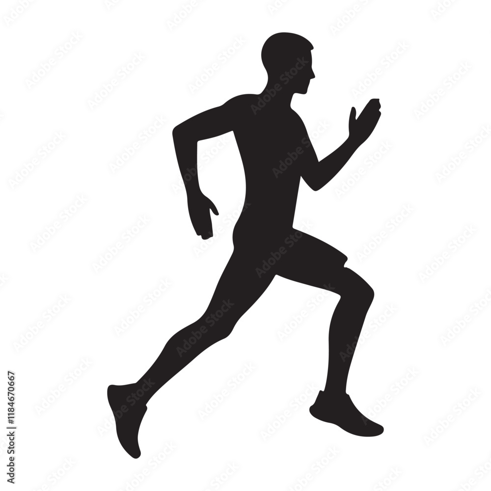 Silhouette of a Man Running a Marathon Silhouette of a Man Running a Marathon