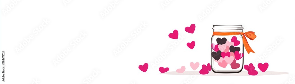 A jar filled with colorful hearts symbolizes love and affection, perfect for romantic themes and celebrations. A jar filled with colorful hearts symbolizes love and affection, perfect for romantic themes and celebrations.