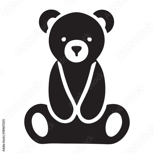 Sweet Teddy Bear Silhouette with Crossed Paws Illustration