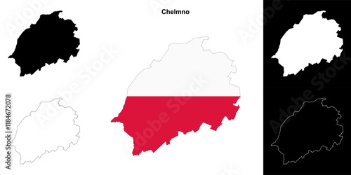 Chelmno county outline map set photo