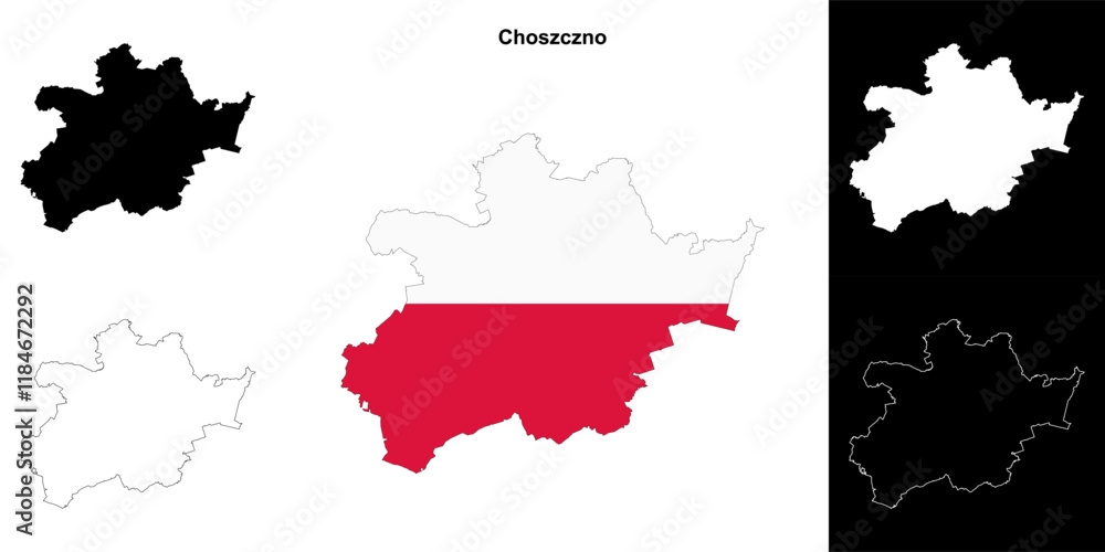 Fototapeta premium Choszczno county outline map set