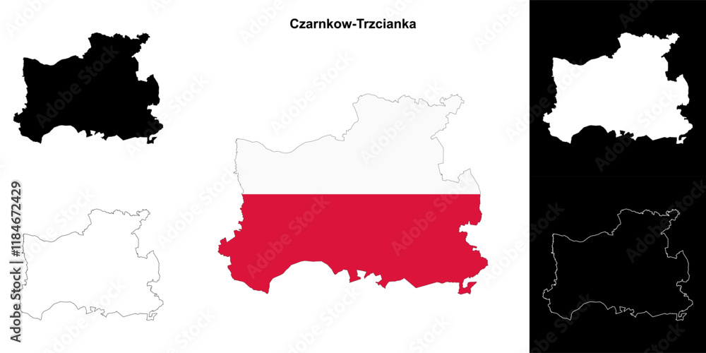 Fototapeta premium Czarnkow-Trzcianka county outline map set