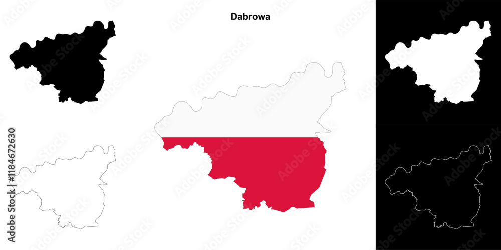 Fototapeta premium Dabrowa county outline map set