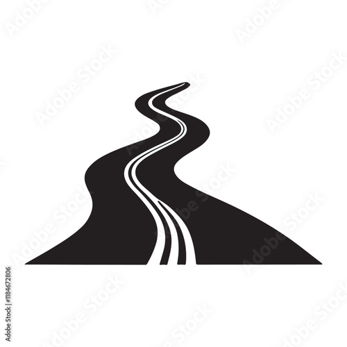 Winding Road Silhouette Illustration for Travel