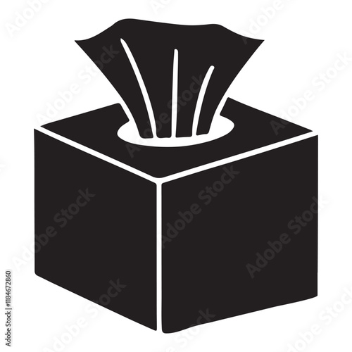 Simple Tissue Box Silhouette Vector Illustration