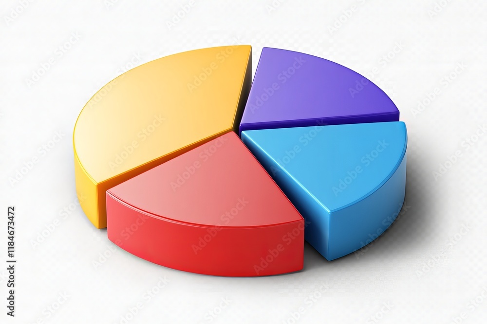 Pie diagram  3d icon. Isolated object on a transparent background