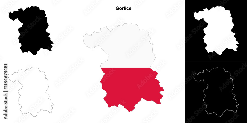 Fototapeta premium Gorlice county outline map set