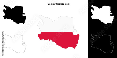 Gorzow Wielkopolski county outline map set