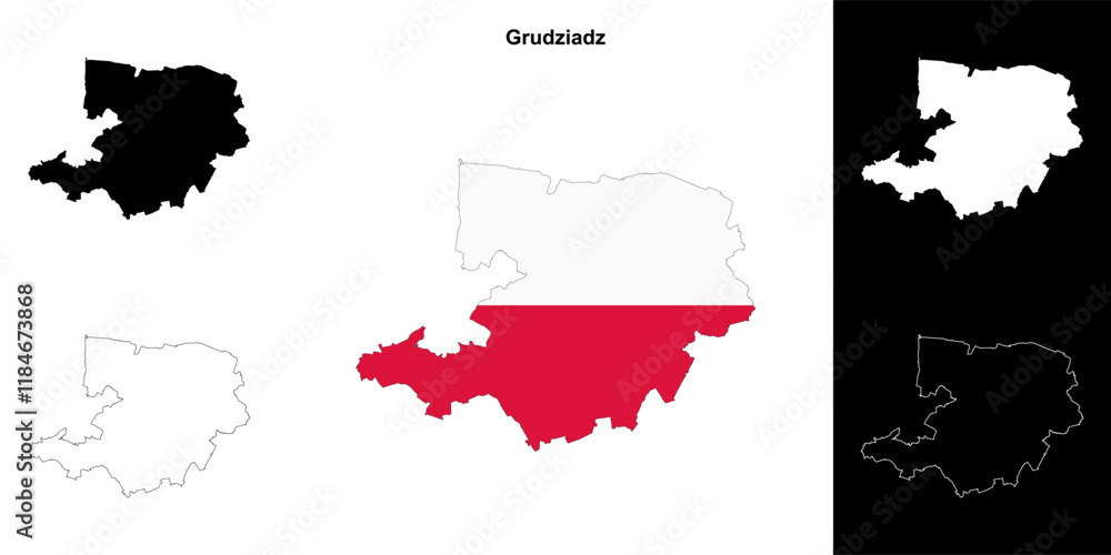 Fototapeta premium Grudziadz county outline map set