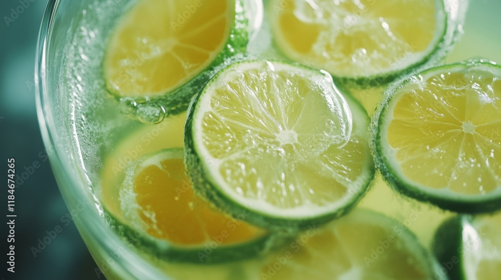 Sparkling Lime Drink with Refreshing Slices Sparkling Lime Drink with Refreshing Slices