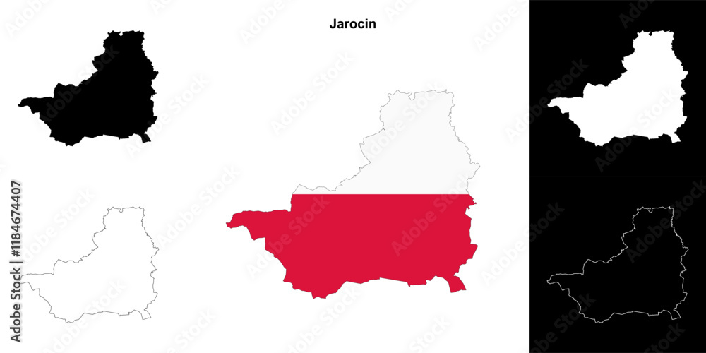 Fototapeta premium Jarocin county outline map set