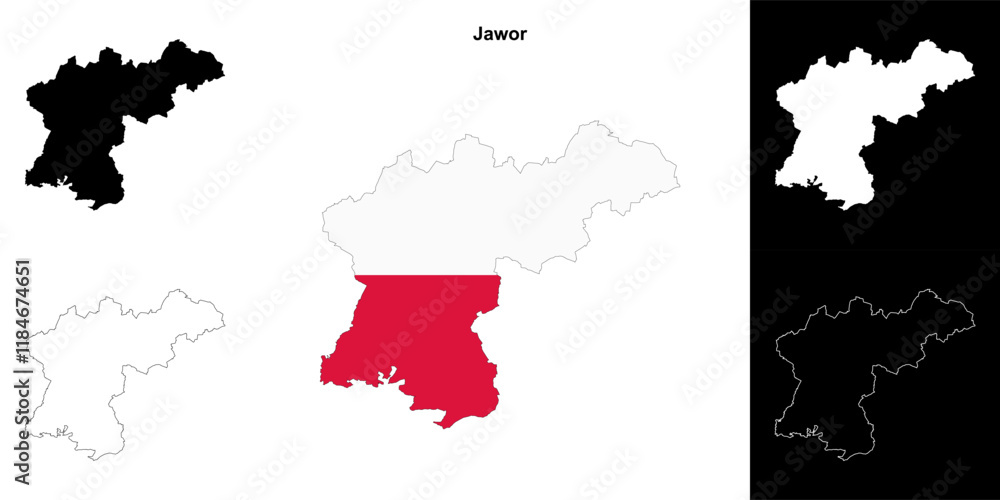 Fototapeta premium Jawor county outline map set