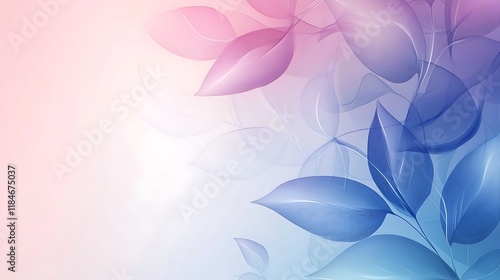 Pastel Blue and Pink Translucent Leaves Design