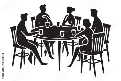 Friends Enjoying Drinks Around a Round Table