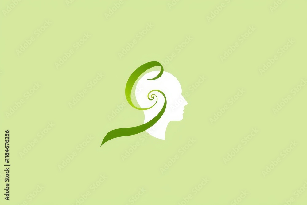 a green logo with a woman's head and a green ribbon a green logo with a woman's head and a green ribbon