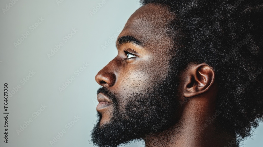 Obraz premium Close-up Profile of a Thoughtful Man with a Powerful Expression