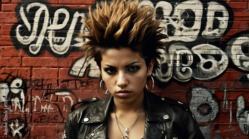 vintage punk woman urban beauty glamour trendy hair
