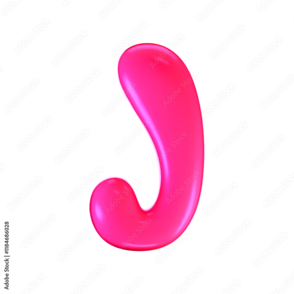 3d pink plastic bubble letter J in y2k style isolated on a white background. Render of 3d cartoon balloon liquid alphabet with neon plastic effect in 90s style. 3d vector modern typography font 3d pink plastic bubble letter J in y2k style isolated on a white background. Render of 3d cartoon balloon liquid alphabet with neon plastic effect in 90s style. 3d vector modern typography font