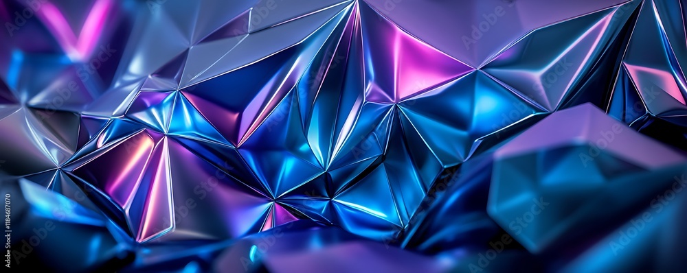 Complex AI-driven geometric patterns radiating in cool shades of blue and violet, integrated into a metallic form. Complex AI-driven geometric patterns radiating in cool shades of blue and violet, integrated into a metallic form.