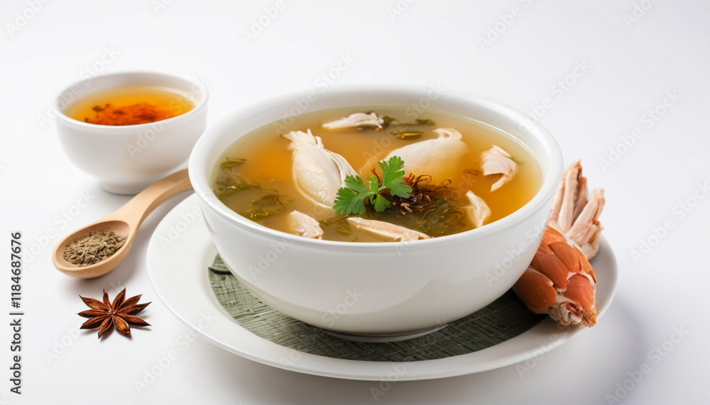 Delicious silky chicken soup with Chinese herbal medicine healing power Delicious silky chicken soup with Chinese herbal medicine healing power