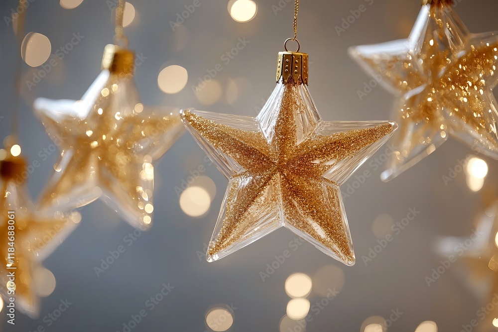 Gold metallic 3D stars isolated on transparent background. Realistic Christmas decoration. Vector illustration. Gold metallic 3D stars isolated on transparent background. Realistic Christmas decoration. Vector illustration.