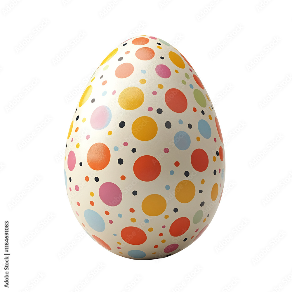 Whimsical Polka-Dotted Easter Egg on Plain White Background Whimsical Polka-Dotted Easter Egg on Plain White Background